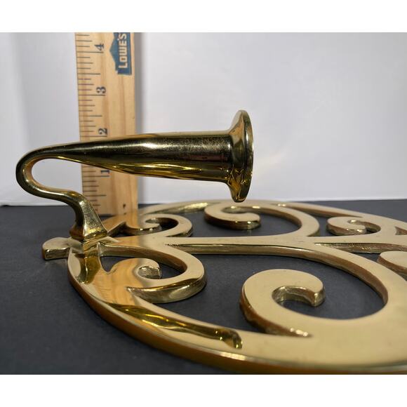 Vintage Virginia Metalcrafters Brass Wall Sconce Single Candle Tree of Life - Picture 5 of 6